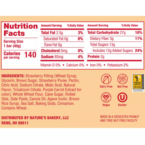 Nature's Bakery Strawberry Crumble Bar, 6 Count