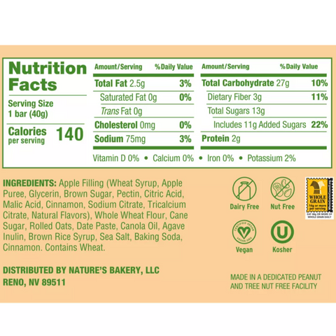 Nature's Bakery Apple Crumble Bar, 6 Count