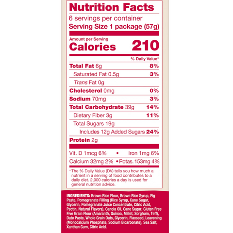 Nature's Bakery Gluten Free, Pomegranate Fig Bars, 6 Count