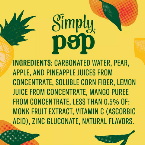 Simply Pop Pineapple-Mango Prebiotic Soda, 12 fl oz