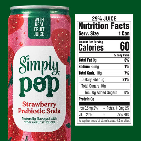 Simply Pop Strawberry Prebiotic Soda, 12 fl oz