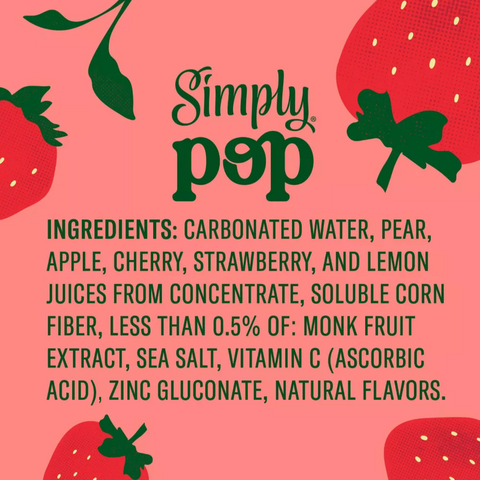 Simply Pop Strawberry Prebiotic Soda, 12 fl oz