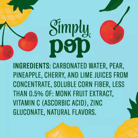 Simply Pop Fruit Punch Prebiotic Soda, 12 fl oz