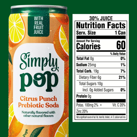 Simply Pop Citrus Punch Prebiotic Soda, 12 fl oz