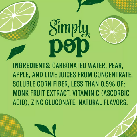 Simply Pop Lime Prebiotic Soda, 12 fl oz