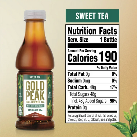Gold Peak Real Brewed Ice Tea Cane Sugar Sweet, 6.9 fl oz, 6 Count