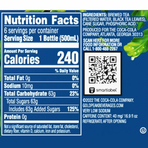 Gold Peak Extra Sweet Iced Tea Drink, 16.9 fl oz, 6 Count