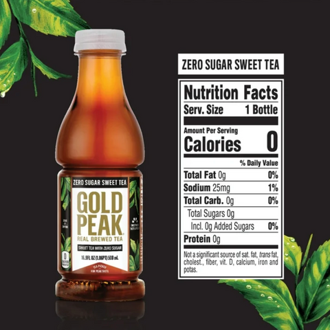 Gold Peak Zero Sugar Sweet Iced Tea Drink, 16.9 fl oz, 6 Count