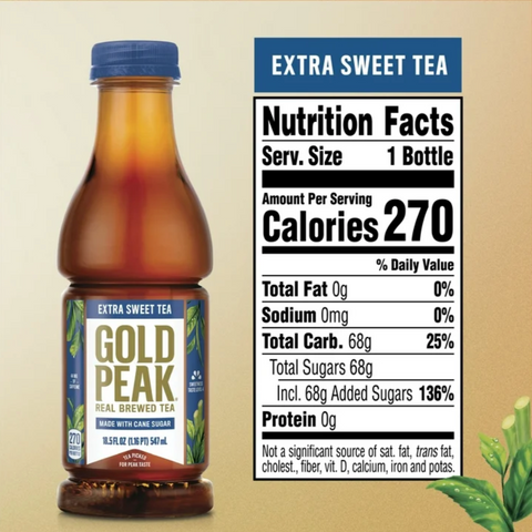 Gold Peak Real Brewed Tea Extra Sweet Bottled Tea Drink, 18.5 fl oz