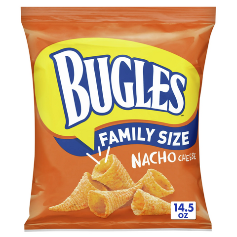 Bugles Nacho Cheese Crispy Corn Snacks, Family Size, 14.5 oz