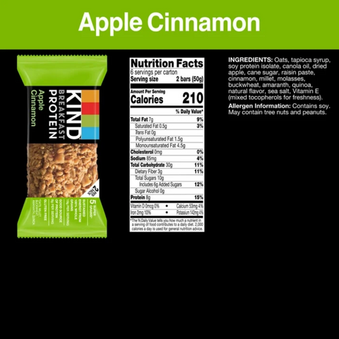KIND, Gluten Free, Apple Cinnamon, Breakfast Protein Bars, 6 Count