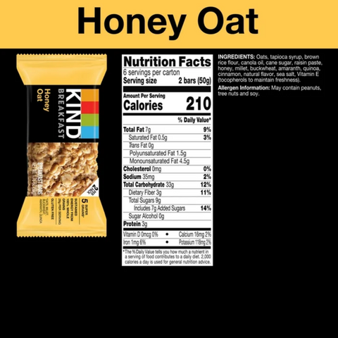 KIND Breakfast Protein Bars, Honey Oat, 12 Count