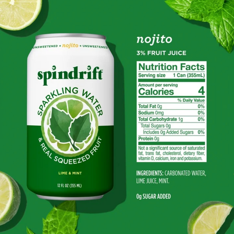 Spindrift Nojito Sparkling Water, 12 fl oz, 8 Count