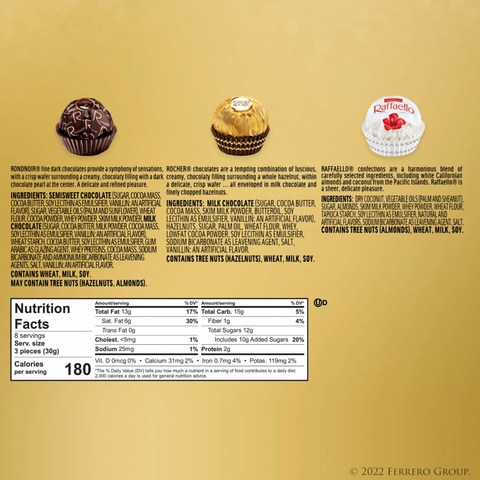 Ferrero Collection, Premium Gourmet Assorted Hazelnut Milk Chocolate, Dark Chocolate & Coconut, 24 Count