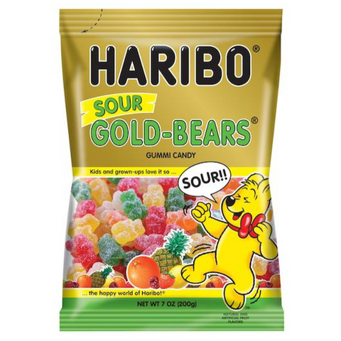 Haribo Goldbears Gummies Sour Assorted Fruit Flavor Gummy Candy, 7oz