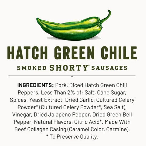 Duke's Hatch Green Chile Smoked Shorty Sausages, 7.5 oz