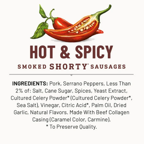 Duke's Hot & Spicy Shorty Smoked Sausages, 7.5 oz