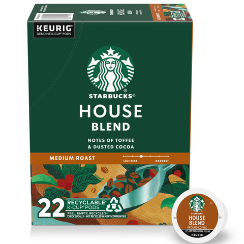 Starbucks House Blend, Medium Roast K-Cup Coffee Pods, 22 Count