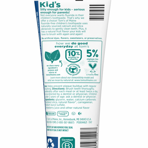 Tom’s of Maine Silly Strawberry Kids Toothpaste with Fluoride, 5.1 Oz