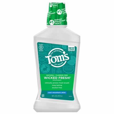 Tom's of Maine Wicked Fresh! Alcohol-Free Natural Mouthwash, Cool Mountain Mint, 16 oz.