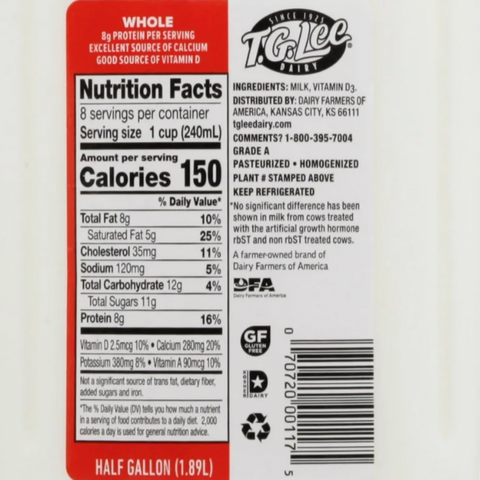 T.G. Lee Whole Milk with Vitamin D, 64 fl oz