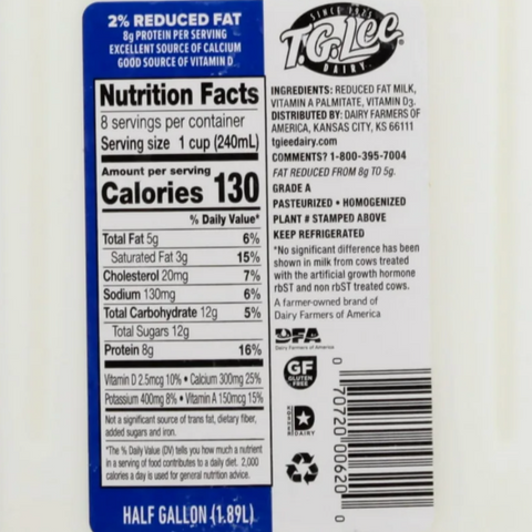 T.G. Lee 2% Reduced Fat Milk, 64 fl oz