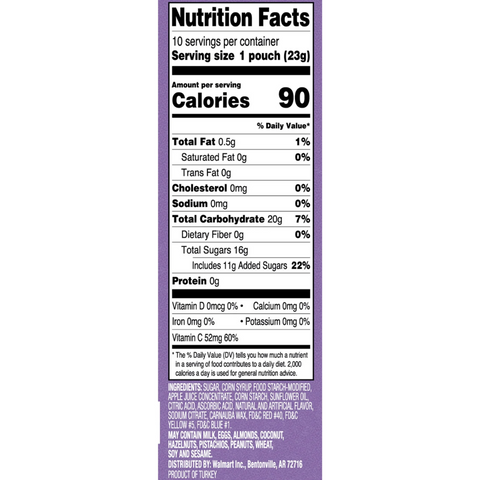 Great Value Tangy Fruit Smiles Snacks 9 oz, 10 Count