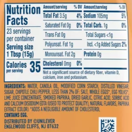 Hellman's Chipotle Mayonnaise Mild Spread & Dressing, 11.5oz