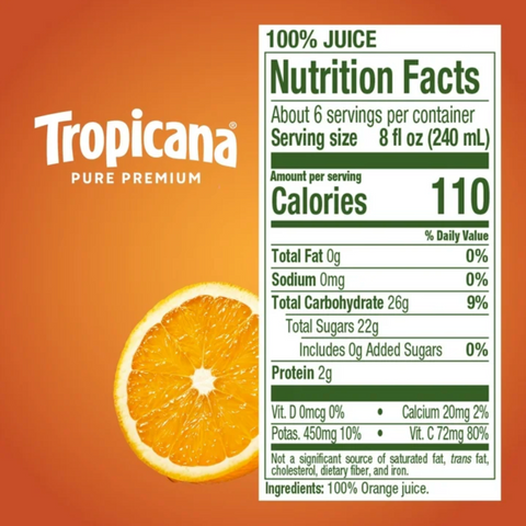 Tropicana Pure Premium Original Orange Juice With Some Pulp, No Sugar Added, 46 fl oz