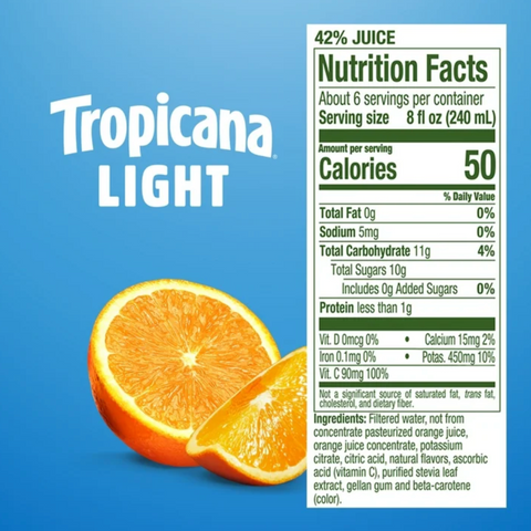 Tropicana Light Orange Juice, Some Pulp, 46 fl oz