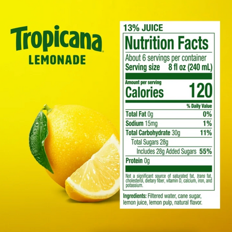 Tropicana Classic Lemonade, Real Lemon Infused, 46 fl oz