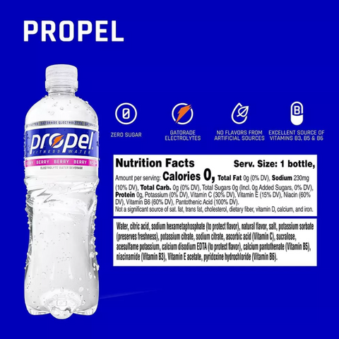 Propel Zero Sugar Electrolyte Water, Berry, 16.9 oz, 6 Count