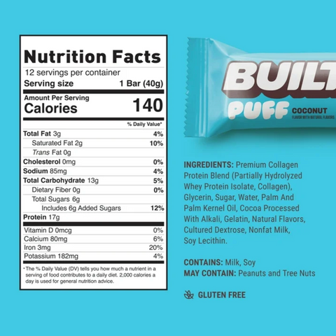Built Bar Coconut Puff Protein Bars, 4 Count