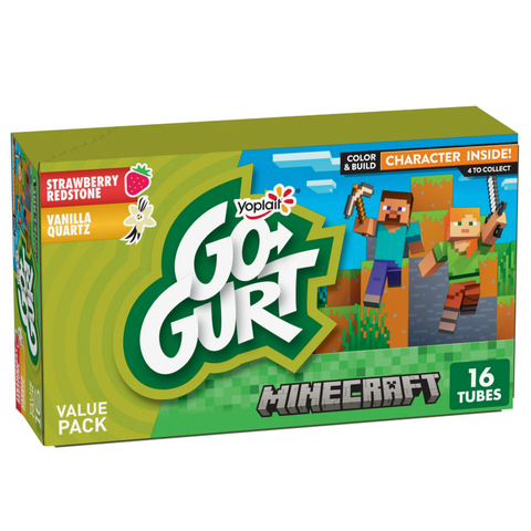 Yoplait Go Gurt Minecraft Kids Fat Free Yogurt Variety Pack, 16 Count