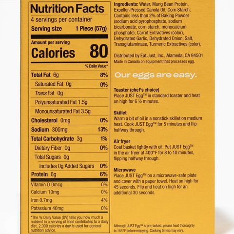Just Egg Folded, Plant-Based Egg, Non-GMO, Egg-Free 4 Count, 8 oz