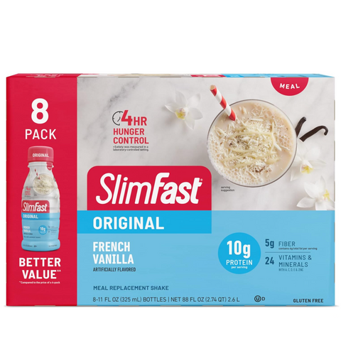 SlimFast Original Meal Replacement Shakes, French Vanilla, 11 fl. Oz., 8 Ct