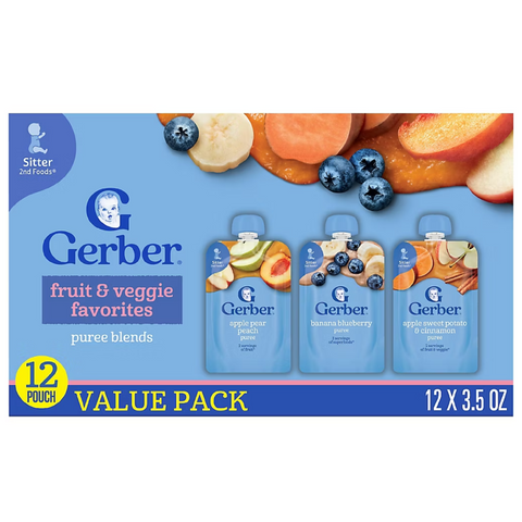 Gerber Natural Baby Food Pouches for Toddler 12+ Months, 3.5 oz., 12 Count