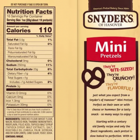Snyder's Pretzels Family Size, Mini Pretzels 16 Oz
