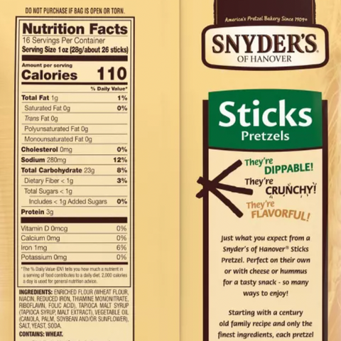 Snyder's Pretzels Family Size, Sticks Pretzels 16 Oz