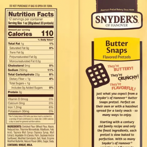 Snyder's of Hanover Pretzels Butter Snaps, 12oz
