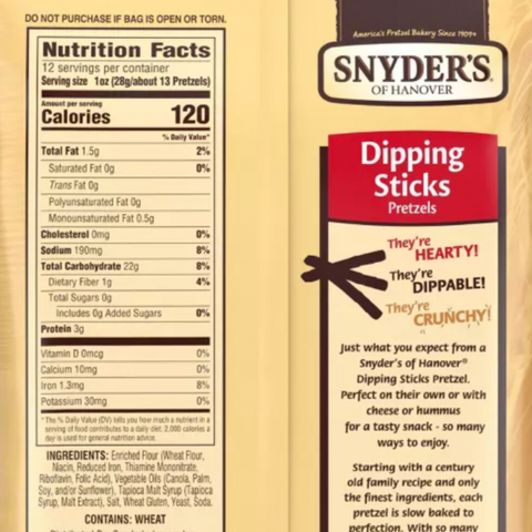 Snyder's of Hanover Pretzel Dipping Sticks, 12oz