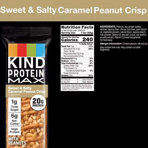 KIND Protein Max Crisp Protein Bars, 8.7oz, 4 Count