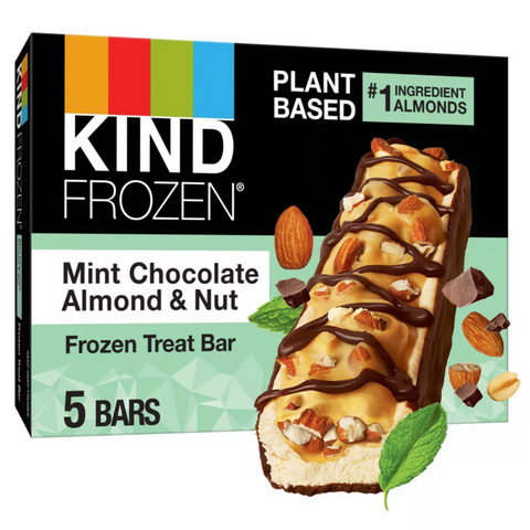 Kind Frozen Mint Chocolate Almond & Nut Plant Based Frozen Treat Bars, 8 fl oz, 5 Count