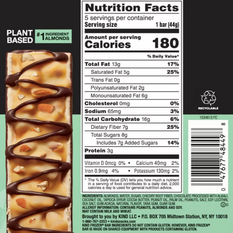 Kind Frozen Mint Chocolate Almond & Nut Plant Based Frozen Treat Bars, 8 fl oz, 5 Count