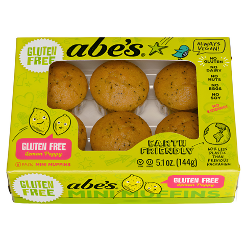 Abe's Vegan Gluten Free Lemon Poppy Mini Muffins, 6 Count