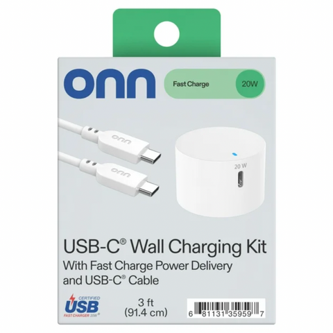 20W Single USB-C Port Wall Charger With 3ft C-C Cable, White. Compatible with iPhone 16 Series, iPhone 15 Series, Samsung Galaxy, Note, Pixel Devices iPad Pro, & More