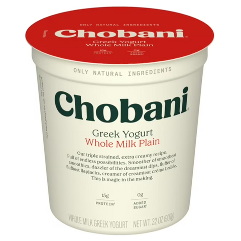 Chobani Non-Fat Greek Yogurt Whole Milk Plain, 32 oz