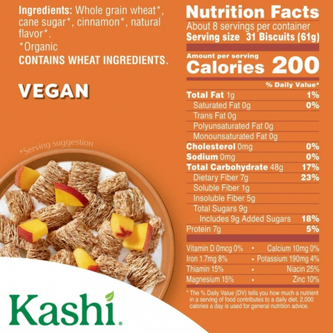 Kashi Breakfast Cereal, Organic, Whole Grain, Cinnamon Harvest, 18oz