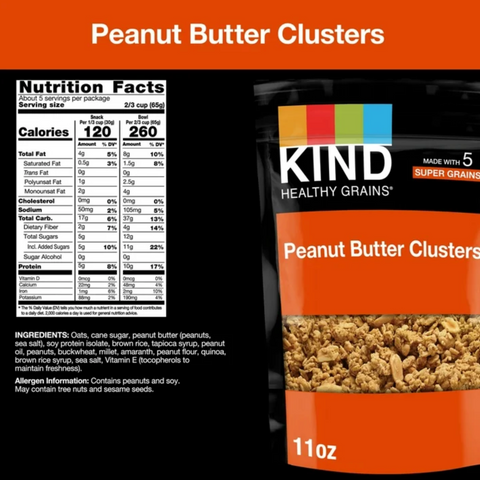 KIND Peanut Butter Whole Grain Clusters Granola, 11oz