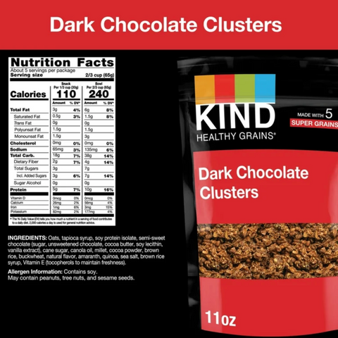 KIND Healthy Grains Instant Dark Chocolate Granola Clusters, 11 oz